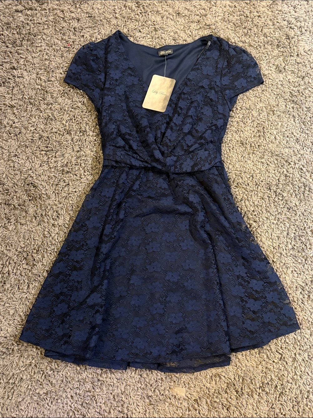 Lily Rose Navy Floral Lace Dress